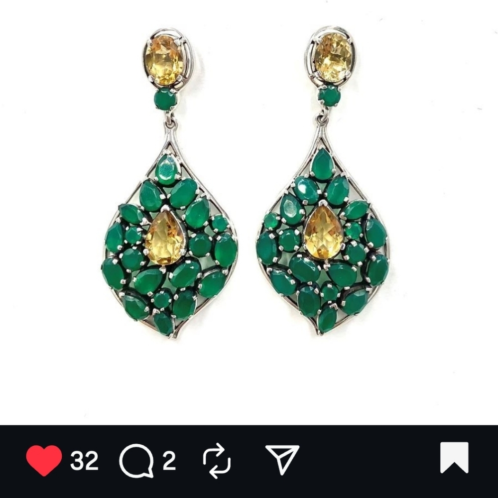 Nicky Butler RAJ Gem Drop Sterling Silver Garnet and Moonstone Earrings*Rare*NIB - Picture 11 of 17